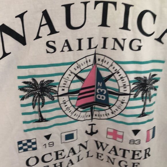 Vintage Nautica 80s sailing graphic white short sleeve T-shirt XXL - Picture 5 of 5